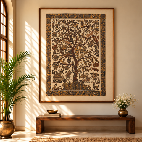 Kalamkari Art Wall Hanging with Tree of life Motif by Pitchuka Srinivas (72 x 60 in) 06