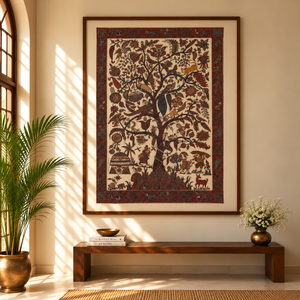 Kalamkari Art Wall Hanging with Tree of life Motif by Pitchuka Srinivas (72 x 60 in) 16
