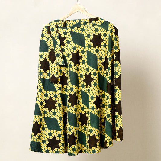 Yellow - Ajrakh Block Printed Cotton Wrap Around Skirt