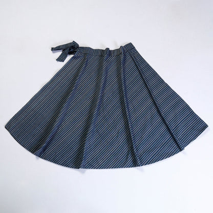 Black - Plain Handloom Jhiri Cotton Wrap Around Skirt