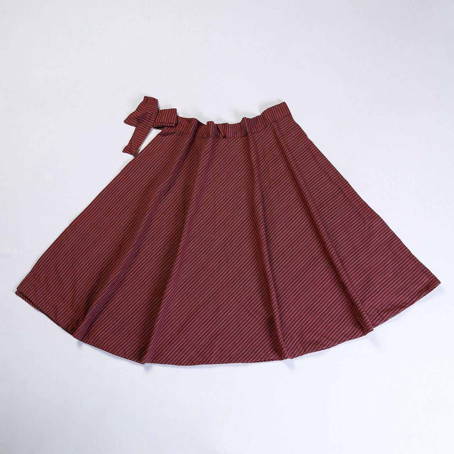 Maroon - Plain Handloom Jhiri Cotton Wrap Around Skirt