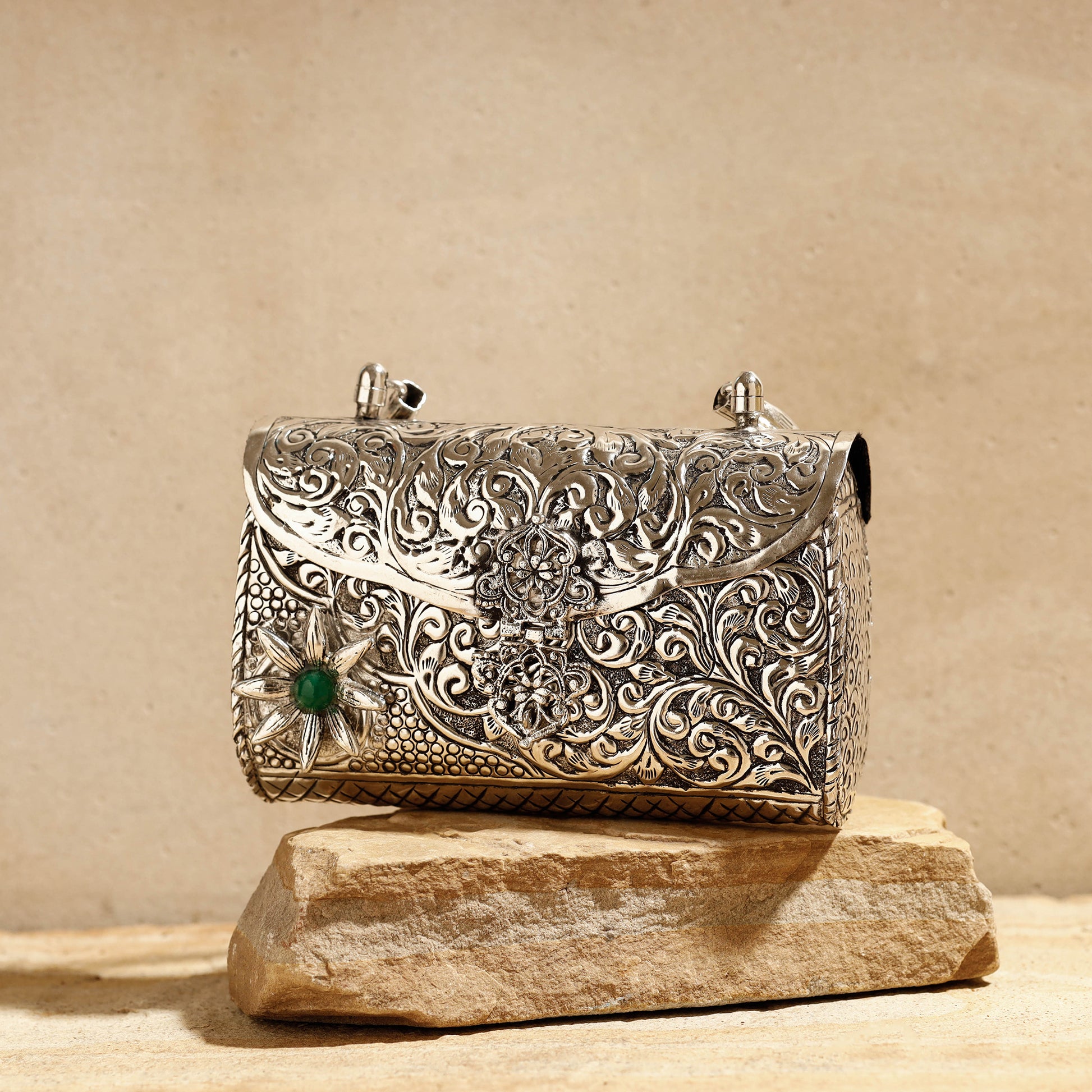 Buy Brass Metal Self Designed Antique Sling Clutch Online l iTokri