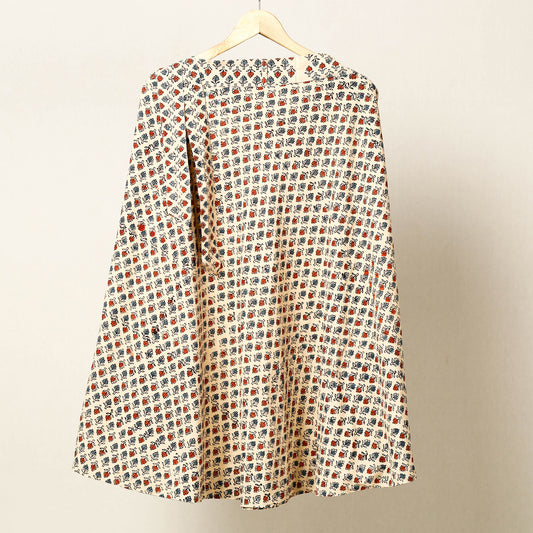 Beige - Ajrakh Block Printed Cotton Wrap Around Skirt