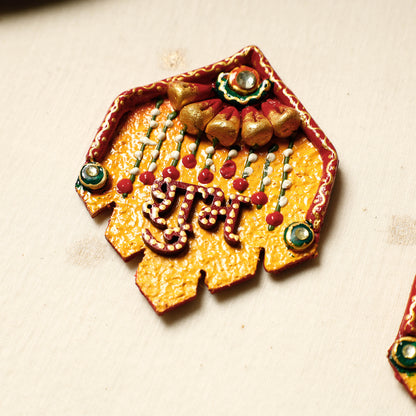 Festive Decor Handpainted Wooden Shubh Labh (Set of 2)