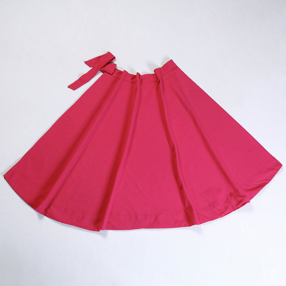 Pink - Plain Handloom Jhiri Cotton Wrap Around Skirt