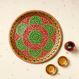 Buy Decorative Meenakari Work Stainless Steel Pooja Thali with 1 Kalash & 2 Bowls Online at iTokri.com