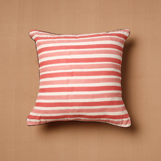 Pink - Sanganeri Block Printed Cotton Cushion Cover (16 x 16 in)