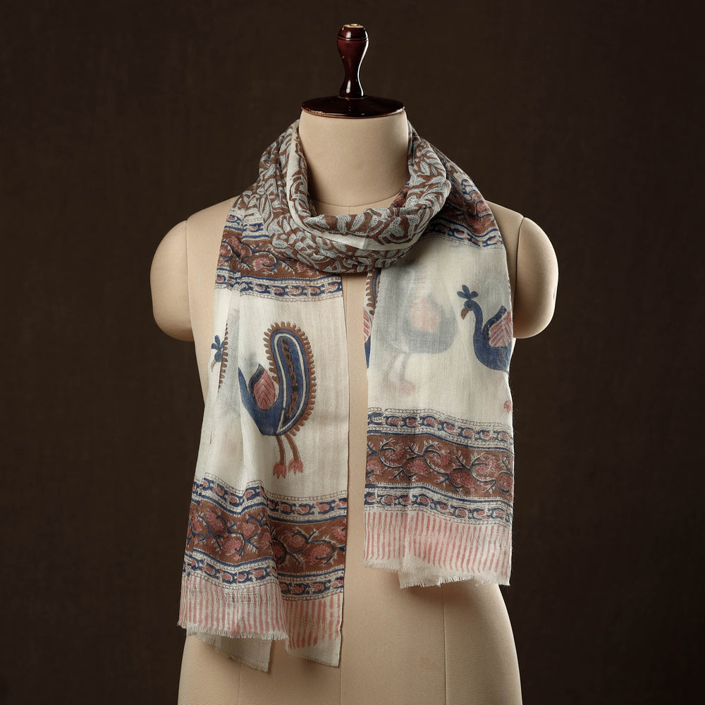 Brown - Pure Wool Sanganeri Hand Block Printed Stole