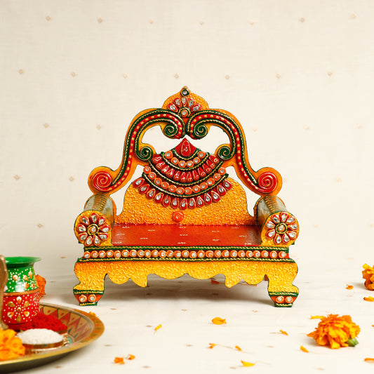 Decorative Handpainted Wooden Singhasan for God (9 x 7 in)