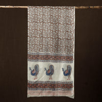 Brown - Pure Wool Sanganeri Hand Block Printed Stole