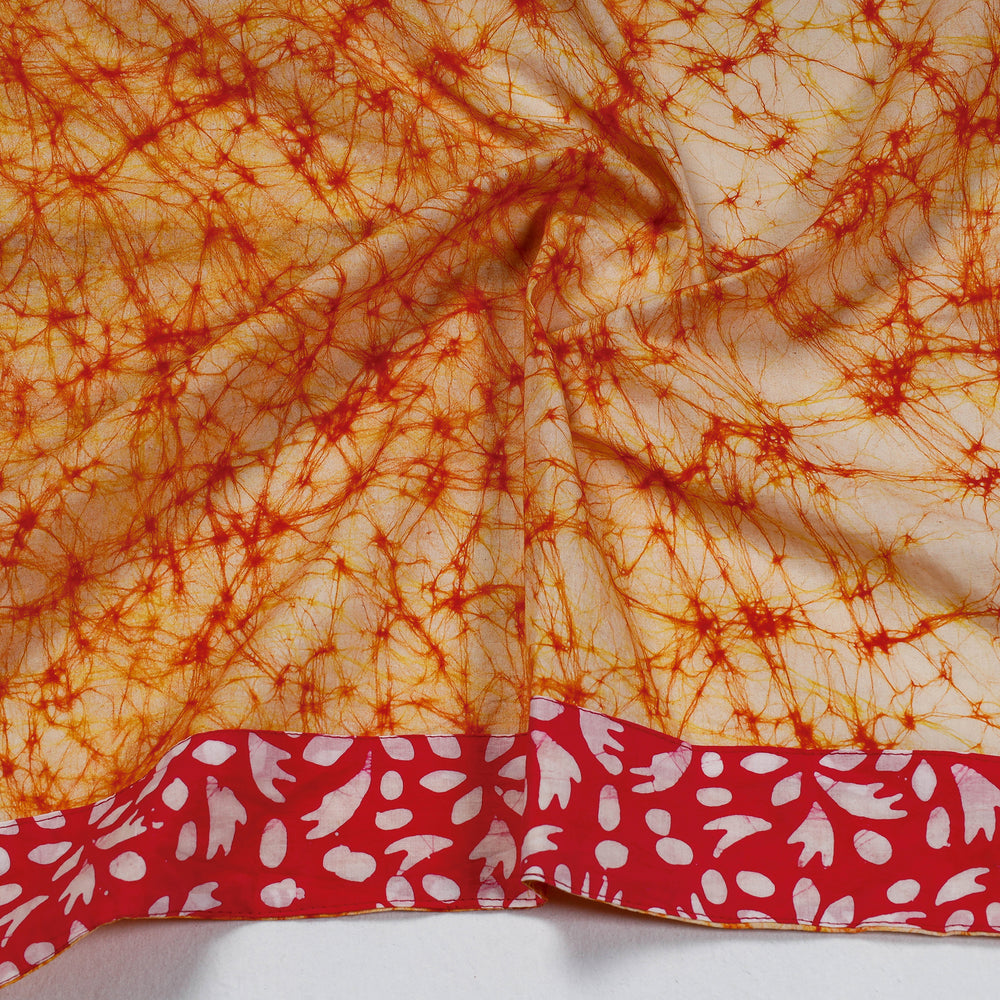 Orange - Hand Batik Printed Cotton Blouse Piece