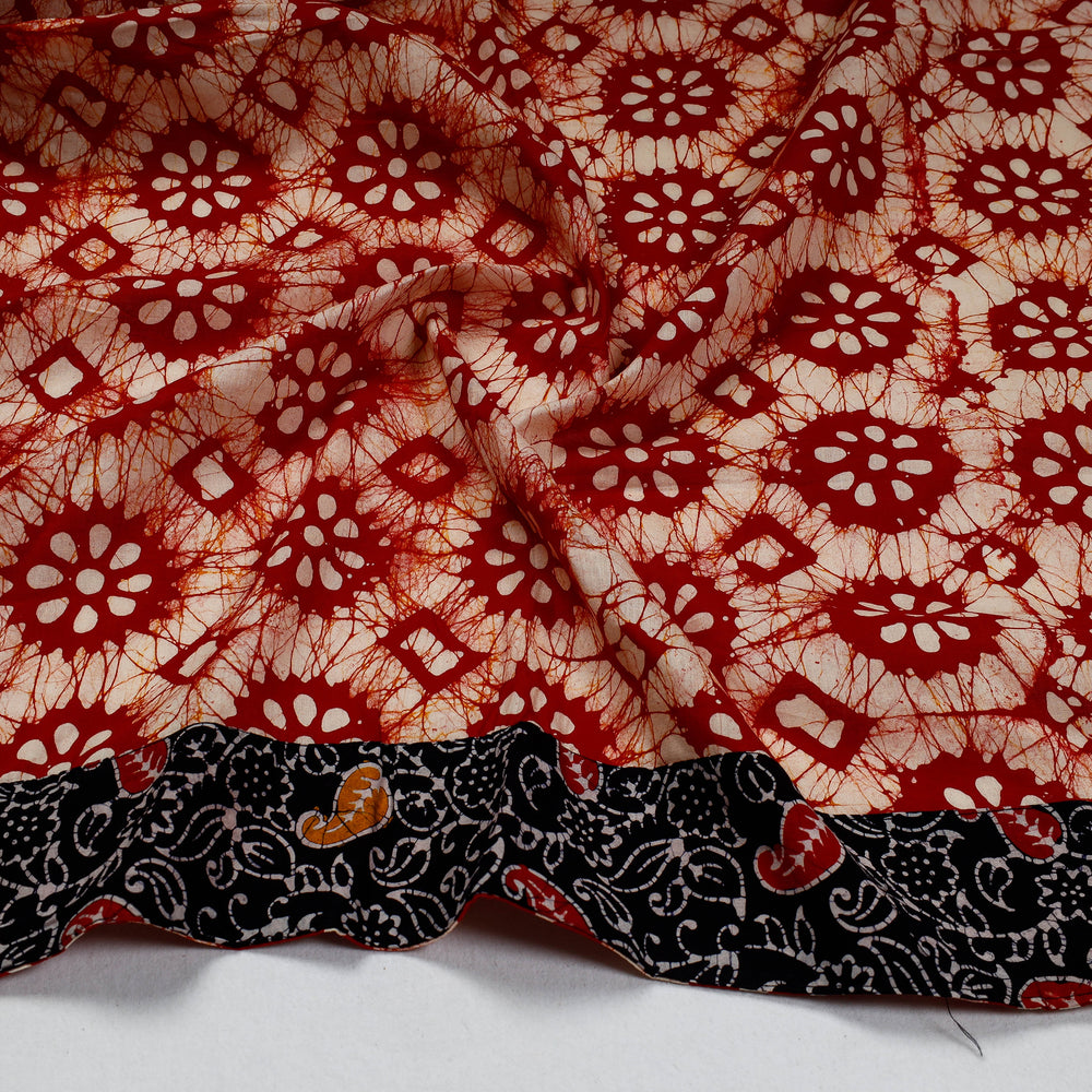 Red - Hand Batik Printed Cotton Blouse Piece