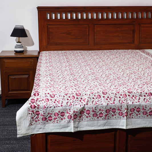 Pink - Sanganeri Hand Block Printed Cotton Single Bed Cover (90 x 60 in)