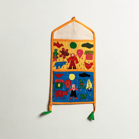 Pipli Applique Work Wall Hanging Letter Holder - (2 Pockets)