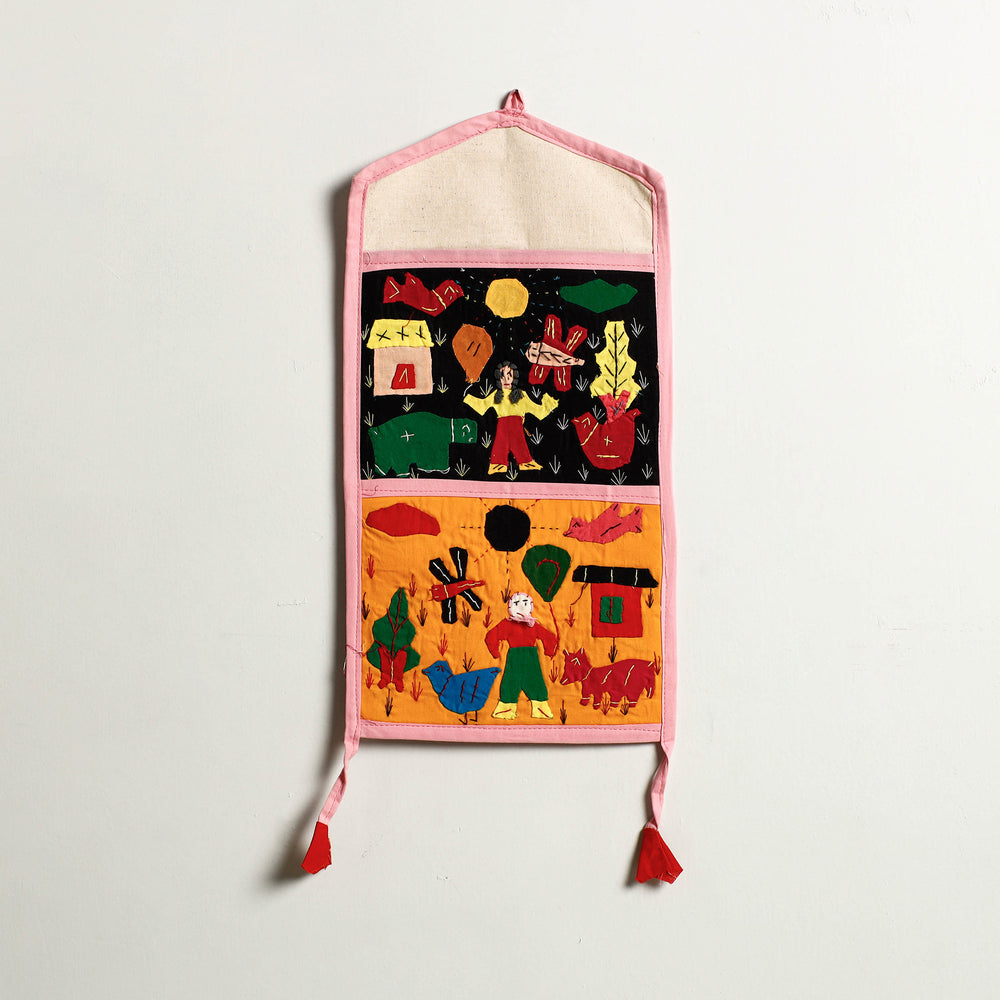 Pipli Applique Work Wall Hanging Letter Holder - (2 Pockets)