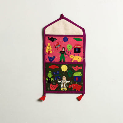 Pipli Applique Work Wall Hanging Letter Holder - (2 Pockets)