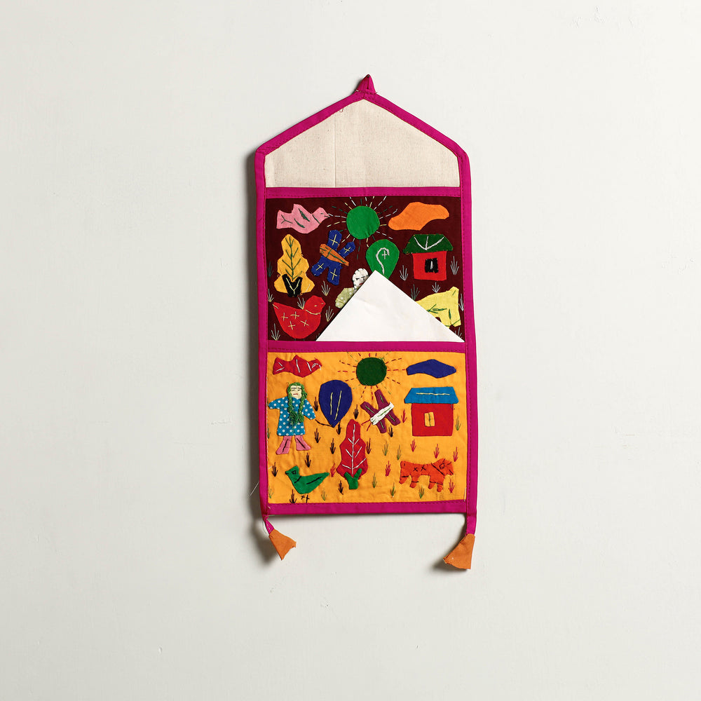 Pipli Applique Work Wall Hanging Letter Holder