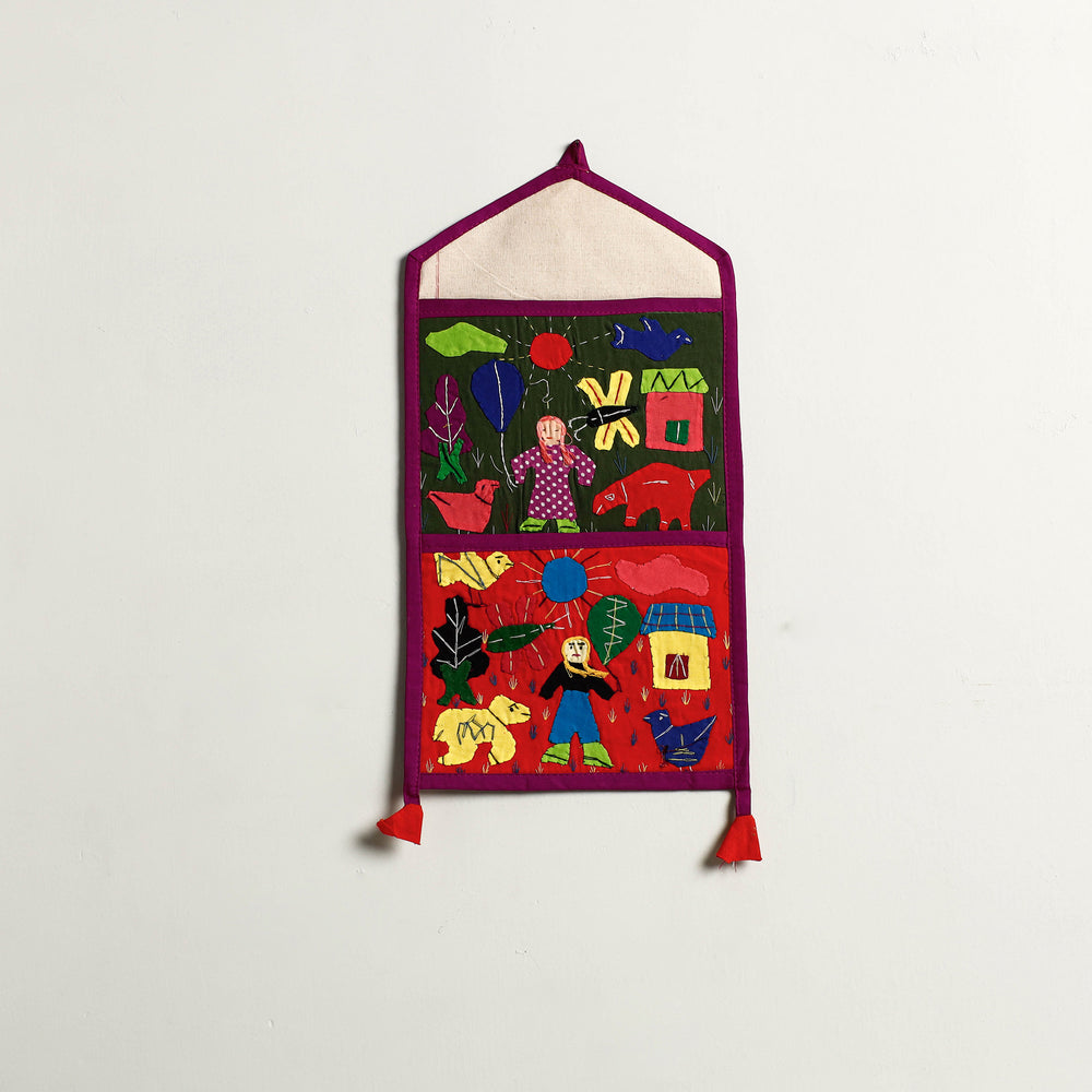 Pipli Applique Work Wall Hanging Letter Holder - (2 Pockets)