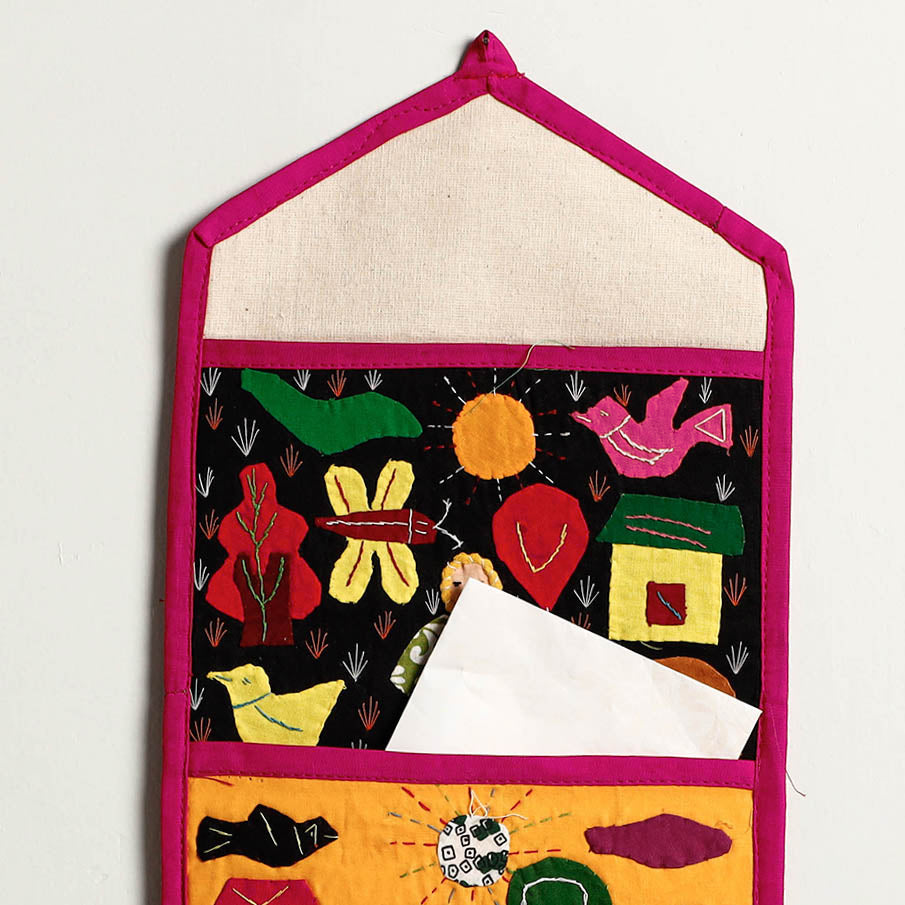 Pipli Applique Work Wall Hanging Letter Holder