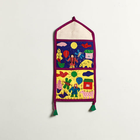 Pipli Applique Work Wall Hanging Letter Holder - (2 Pockets)