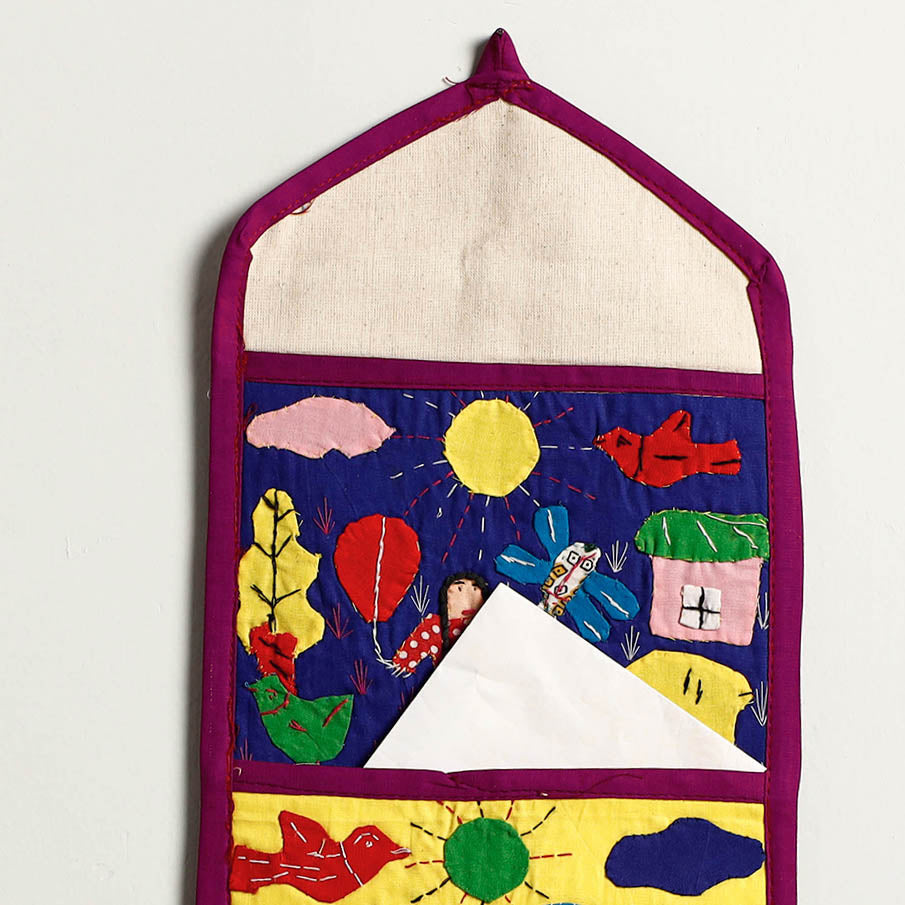 Pipli Applique Work Wall Hanging Letter Holder - (2 Pockets)