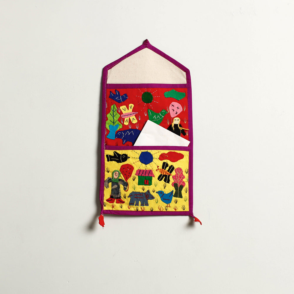 Pipli Applique Work Wall Hanging Letter Holder 