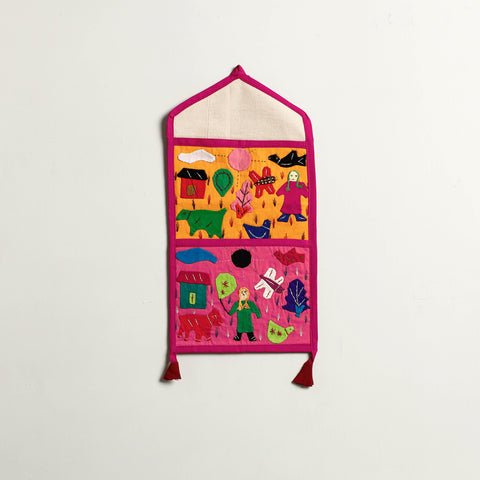 Pipli Applique Work Wall Hanging Letter Holder - (2 Pockets)