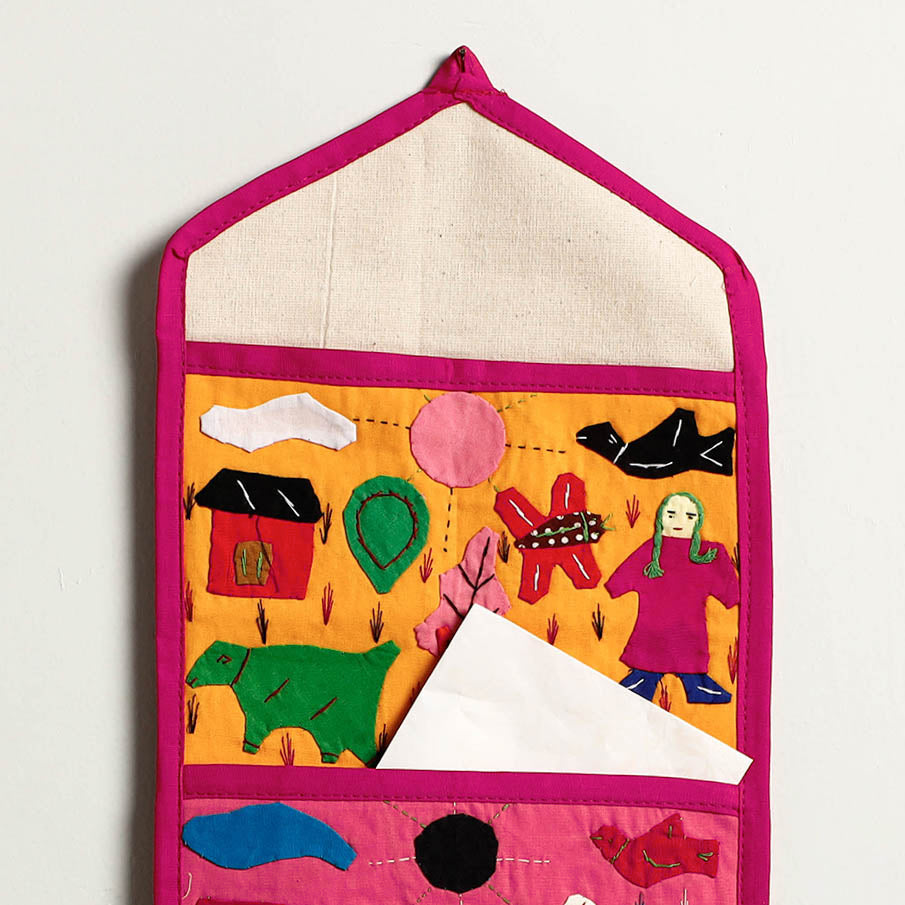 Pipli Applique Work Wall Hanging Letter Holder - (2 Pockets)