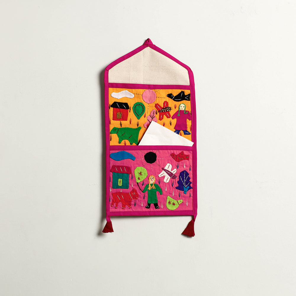 Pipli Applique Work Wall Hanging Letter Holder - (2 Pockets)