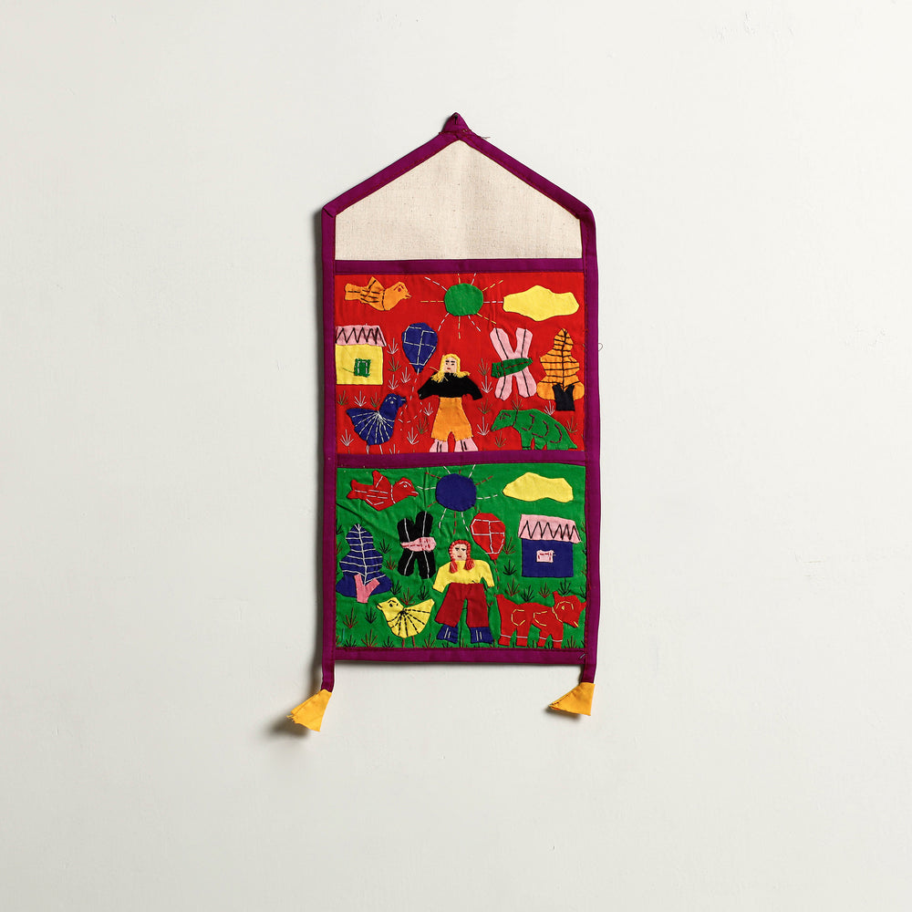 Pipli Applique Work Wall Hanging Letter Holder 