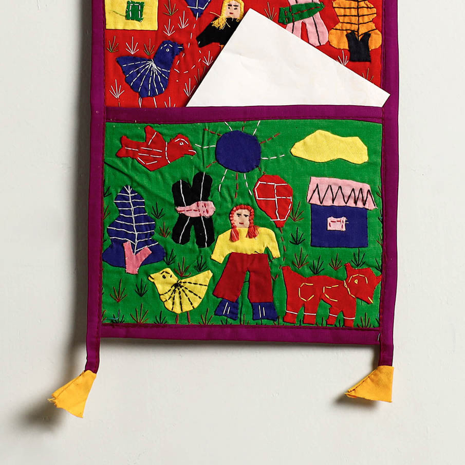 Pipli Applique Work Wall Hanging Letter Holder 