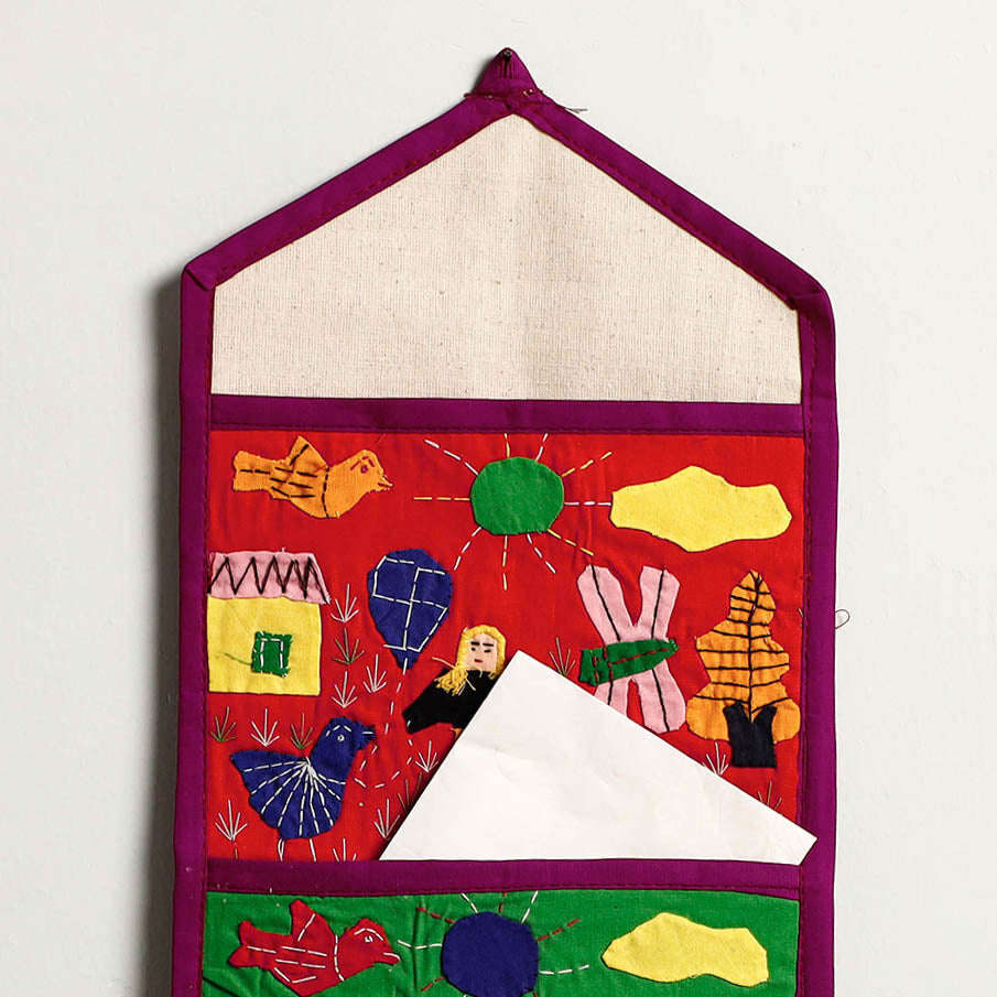 Pipli Applique Work Wall Hanging Letter Holder 