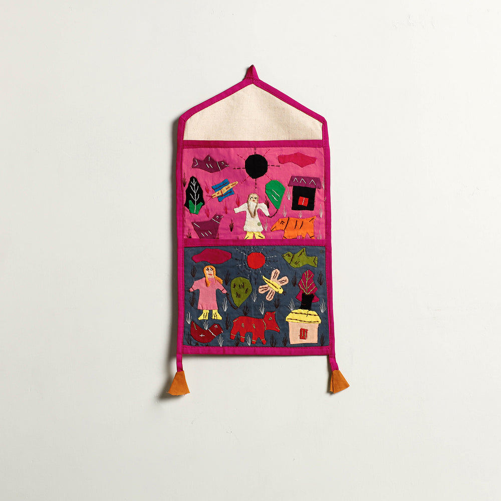 Pipli Applique Work Wall Hanging Letter Holder - (2 Pockets)