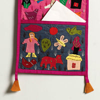 Pipli Applique Work Wall Hanging Letter Holder - (2 Pockets)