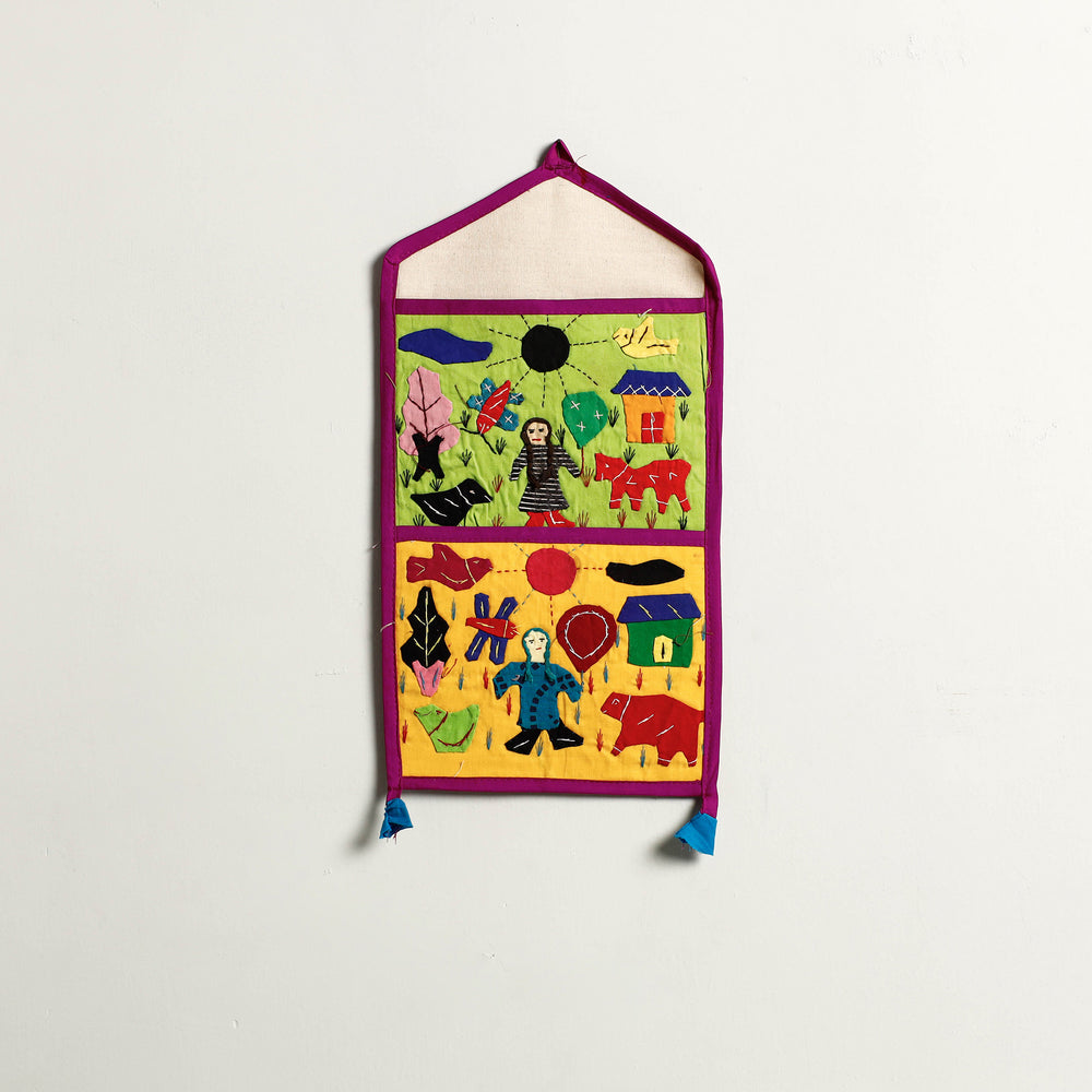 Pipli Applique Work Wall Hanging Letter Holder - (2 Pockets)