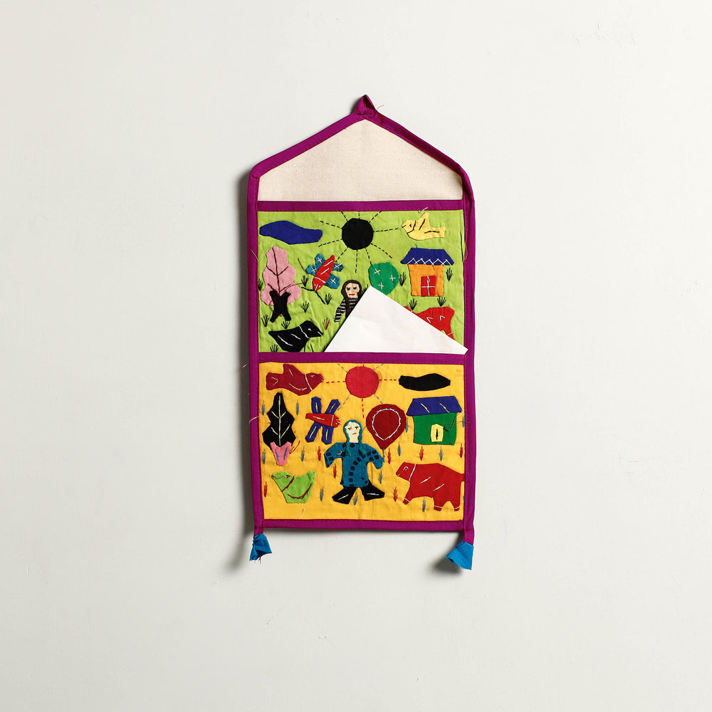 Pipli Applique Work Wall Hanging Letter Holder - (2 Pockets)