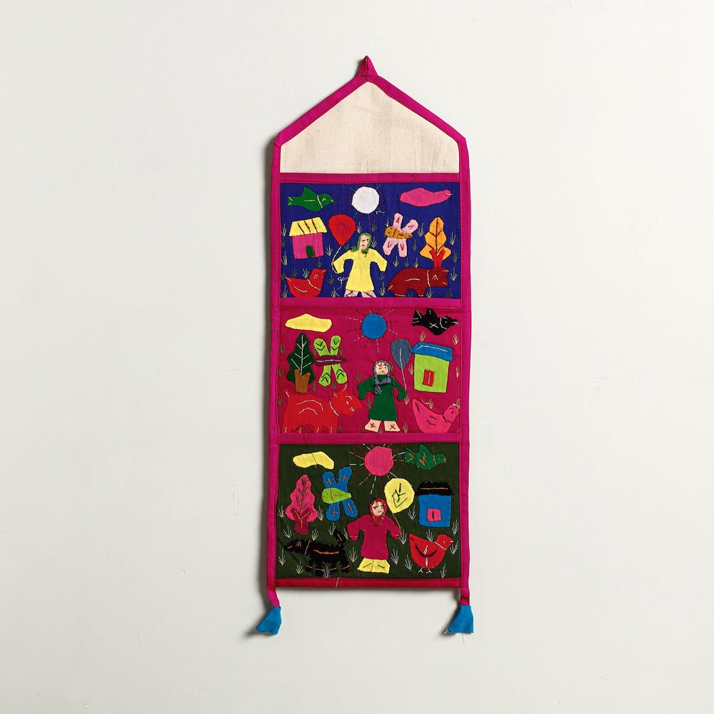 Pipli Applique Work Wall Hanging Letter Holder - (3 Pockets)