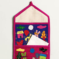 Pipli Applique Work Wall Hanging Letter Holder - (3 Pockets)