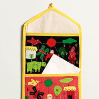 Pipli Applique Work Wall Hanging Letter Holder - (3 Pockets)