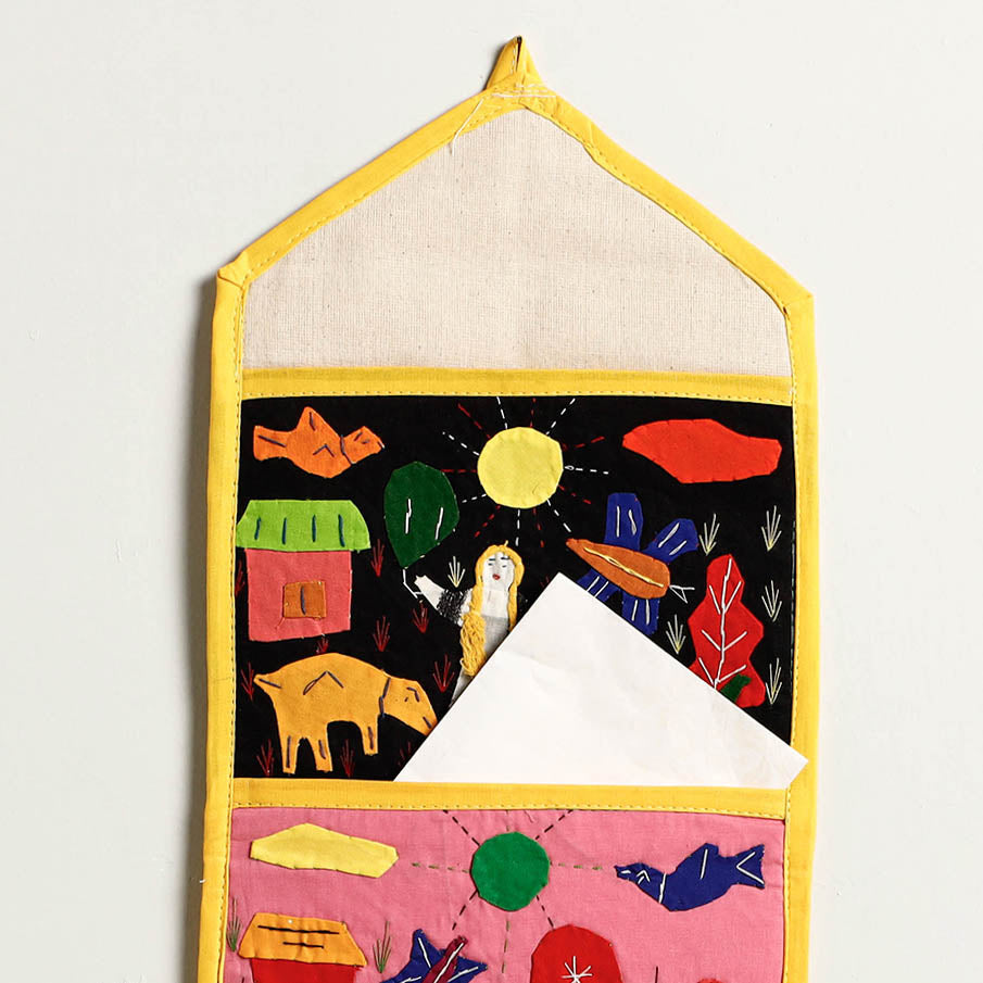 Pipli Applique Work Wall Hanging Letter Holder 