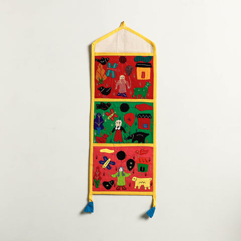 Pipli Applique Work Wall Hanging Letter Holder - (3 Pockets)