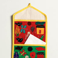 Pipli Applique Work Wall Hanging Letter Holder - (3 Pockets)