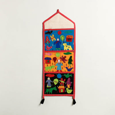 Pipli Applique Work Wall Hanging Letter Holder - (3 Pockets)