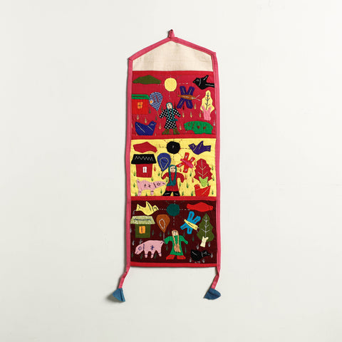 Pipli Applique Work Wall Hanging Letter Holder - (3 Pockets)