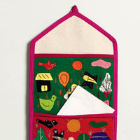 Pipli Applique Work Wall Hanging Letter Holder - (3 Pockets)