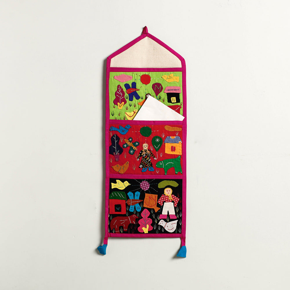 Pipli Applique Work Wall Hanging Letter Holder