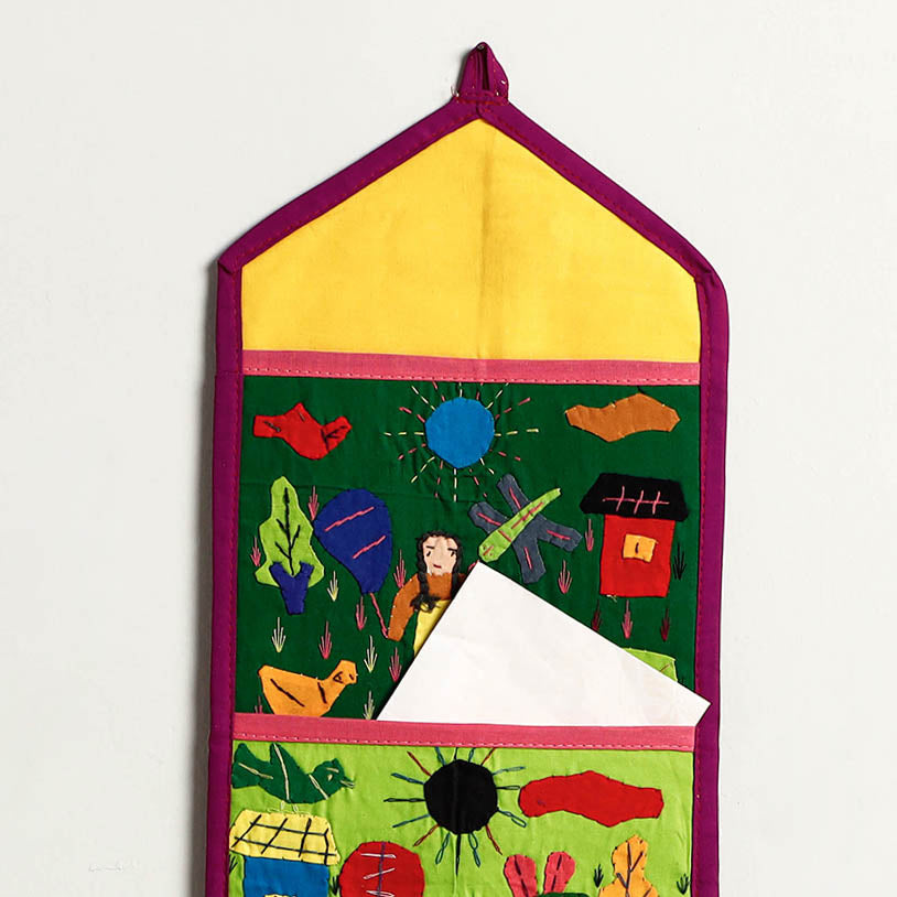 Pipli Applique Work Wall Hanging Letter Holder