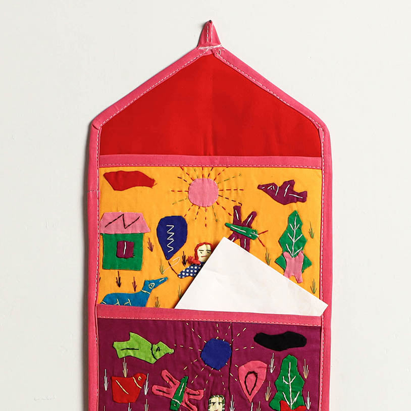 Pipli Applique Work Wall Hanging Letter Holder 