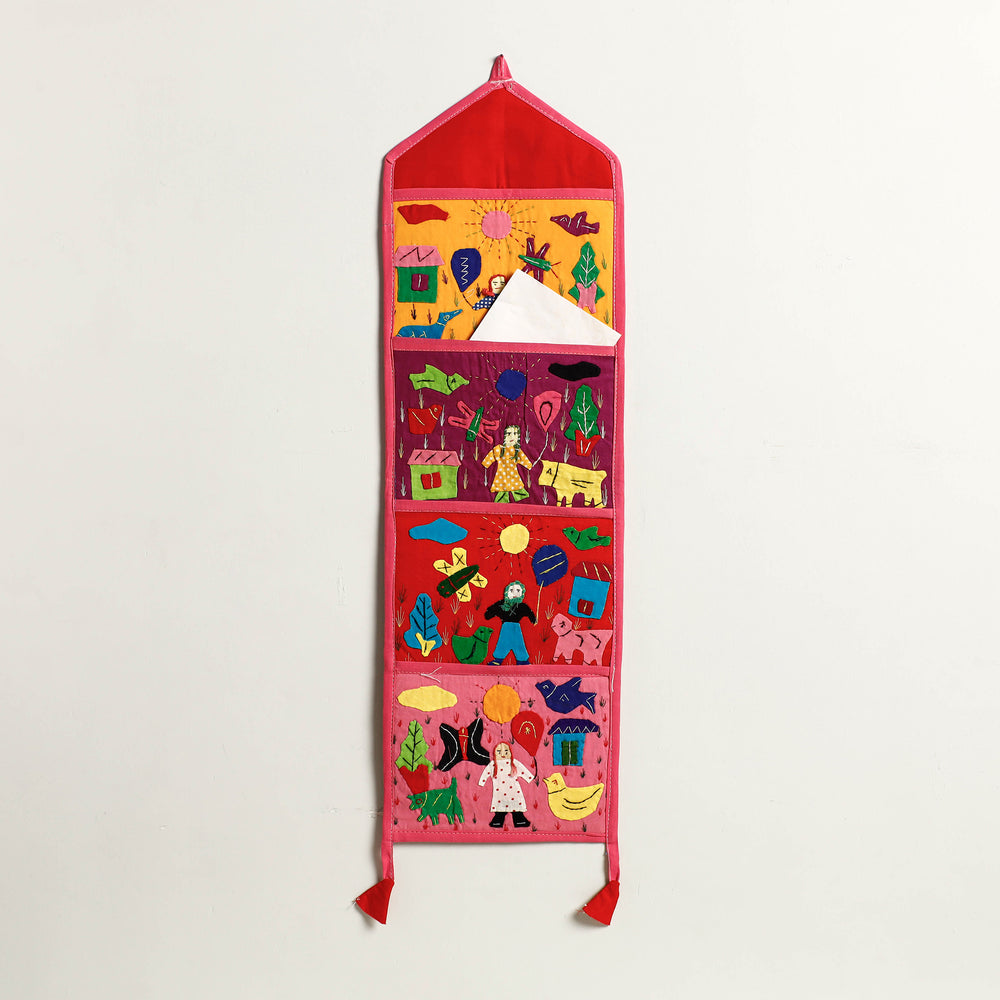 Pipli Applique Work Wall Hanging Letter Holder 