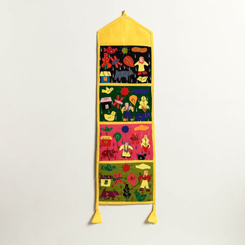 Pipli Applique Work Wall Hanging Letter Holder - (4 Pockets)